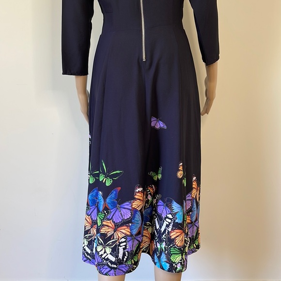 ASOS | Long sleeve navy butterfly print midi dress - Picture 6 of 11